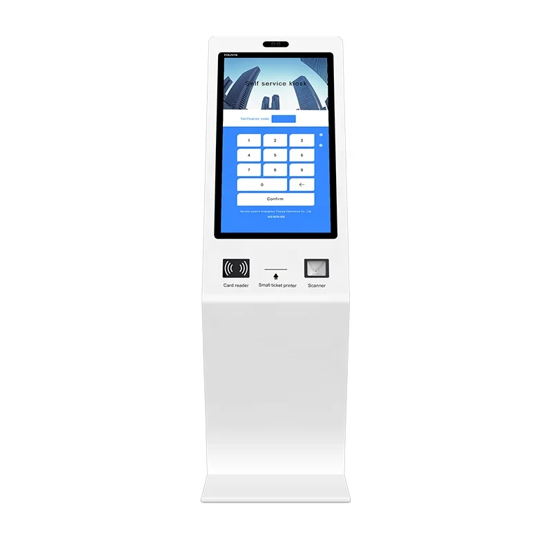 RFID self service kiosk terminal RFID self service machine visitor management kiosk registration inquiry check in ticket kiosk