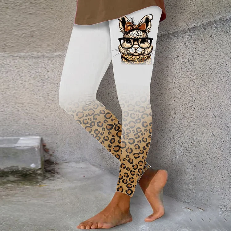 Women's Easter Leopard Bunny Print Leggings