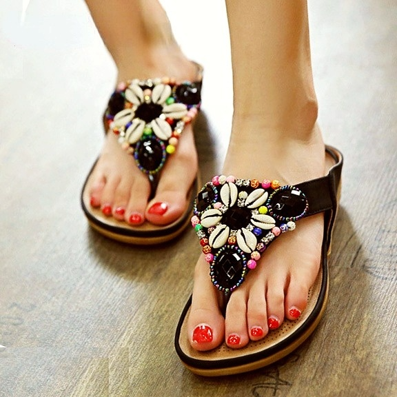 Vanccy Summer Bohemia beach slipper QueenFunky