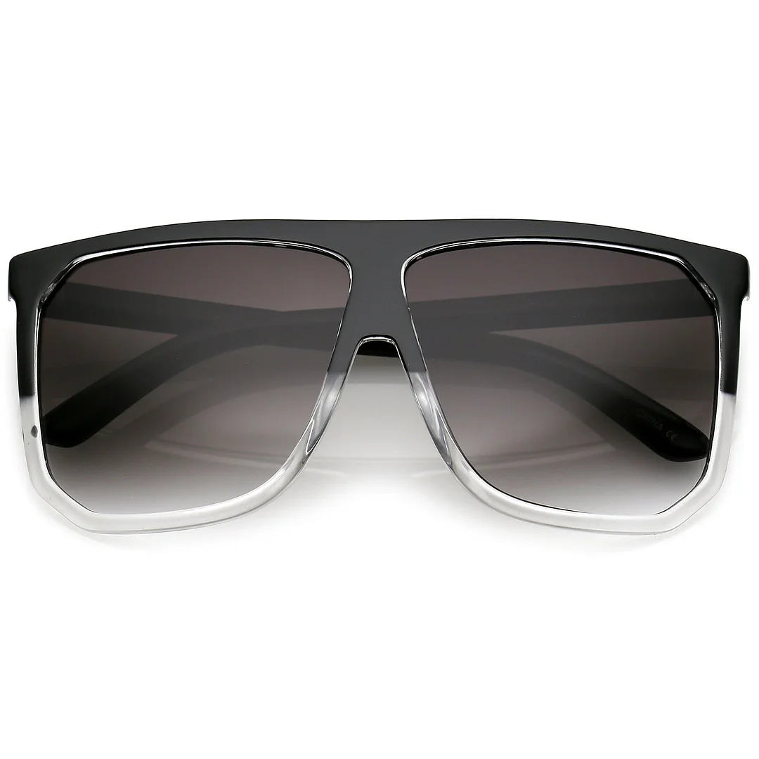Oversize Two Toned Flat Top glasses With Square Lens 62mm