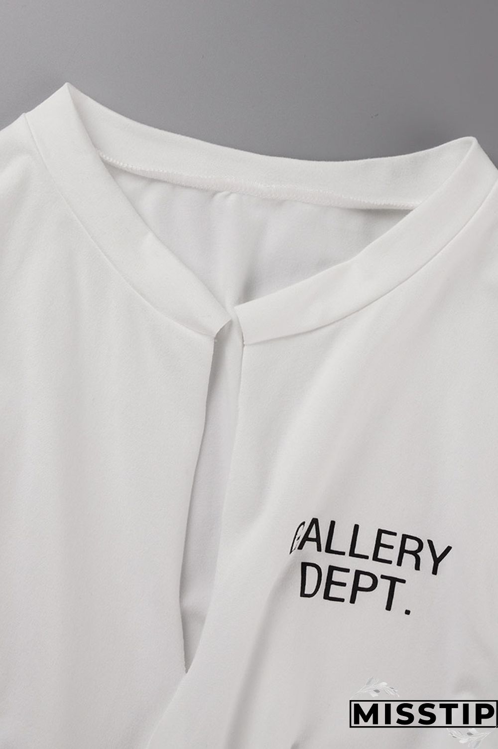 White Casual Letter Print Bandage V Neck Tops