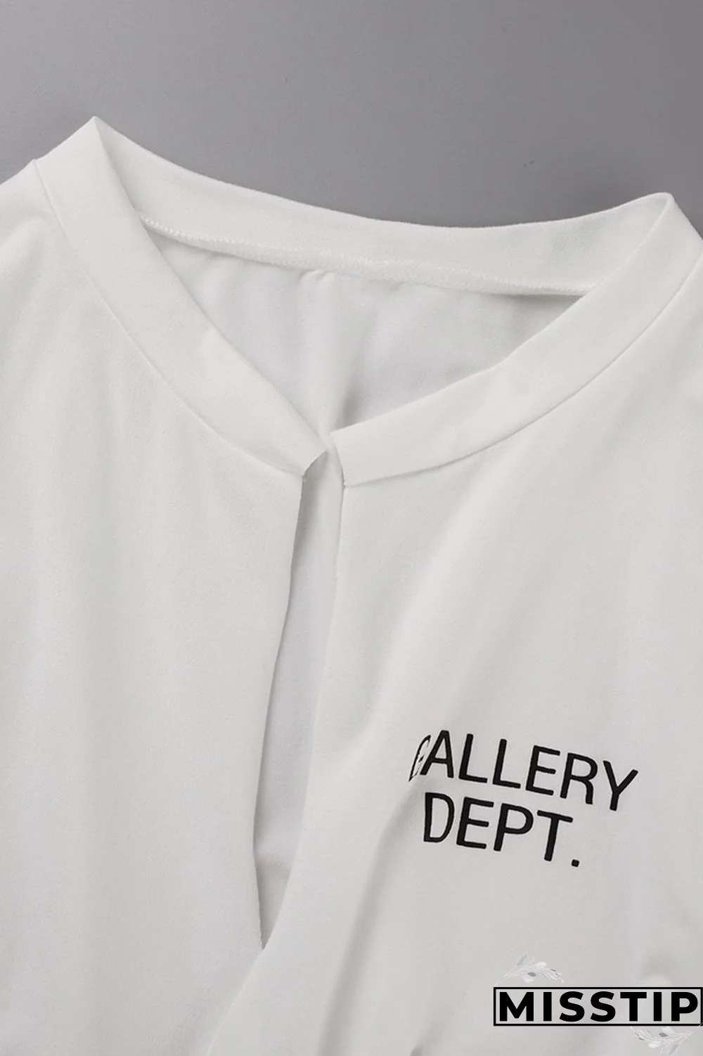 White Casual Letter Print Bandage V Neck Tops