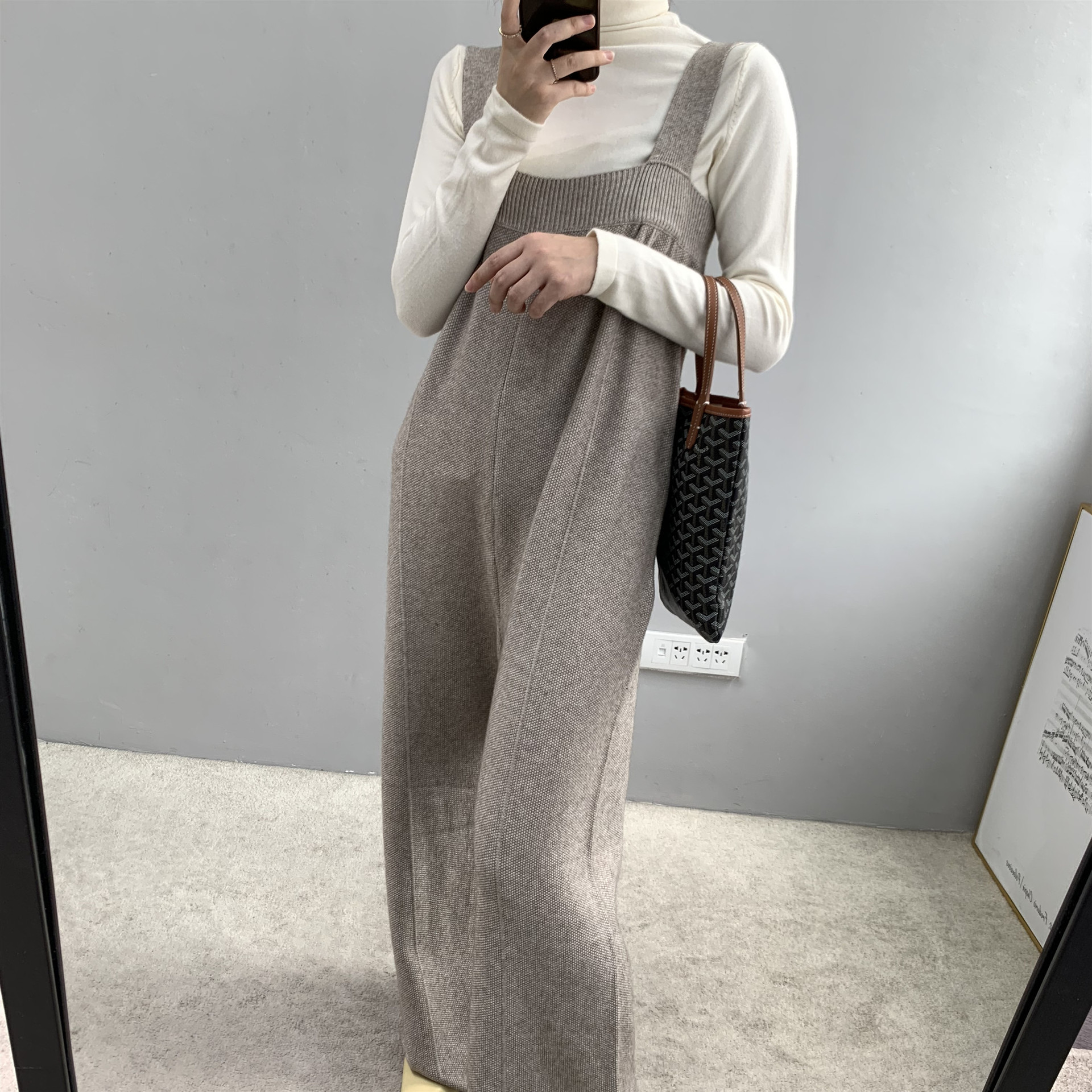 Rotimia Autumn winter thickened wide leg knitted jumpsuit