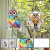 2Pcs Diamond Painting Owl Diamond Art Pendant Wall Decor
