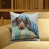 Dachshund Stamped Cross Stitch Pillow Cover Kit 11CT 3 Strands 45x45cm Handmade Embroidery Cushion Cover for tapestrymarket