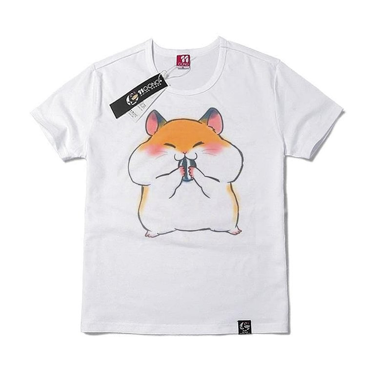 Yellow/Grey Kawaii Hamster T-Shirt SP1811797