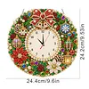 Acrylic Special Shape Xmas Wreath Diamond Pearl Painting Clock Handicraft Hanging Kit