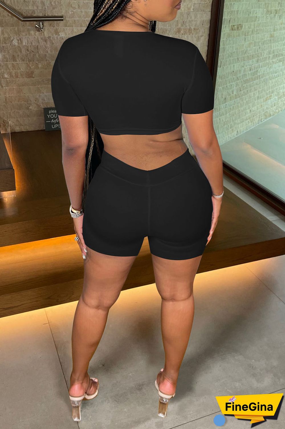 White Sexy Solid Hollowed Out Patchwork V Neck Short Sleeve Two Pieces