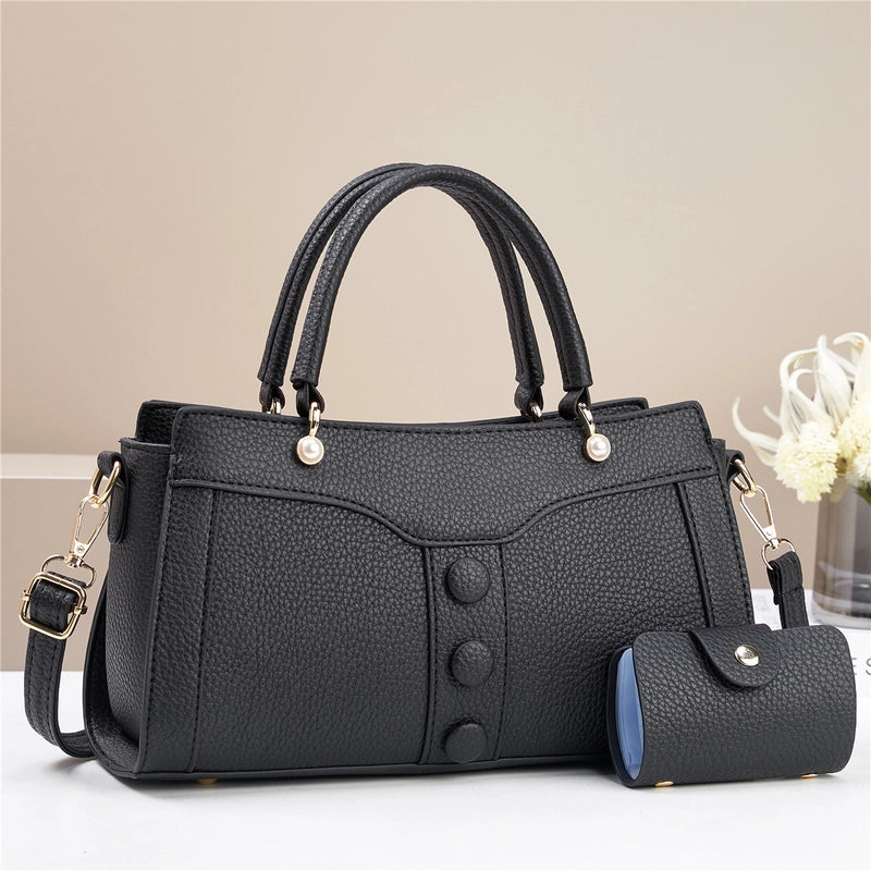 Women's Medium Pu Leather Solid Color Vintage Style Classic Style Square Zipper Bag Sets4