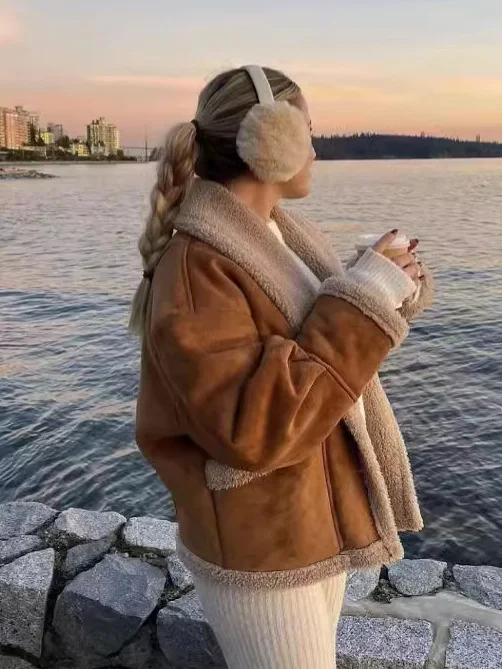 Nigikala Nigikala Autumn And Winter Women's Retro Fur Coat Collar Loose Fur Coat Women B88747