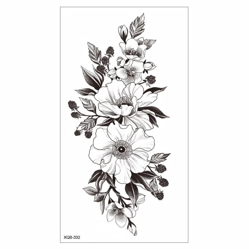 Waterproof Tattoo Sticker Temporary Tattoo Black Rose Tattoo Leg Chest Arm Tattoo Man Woman Tattoo Skin Tattoo Art Tatouage TaTy 712