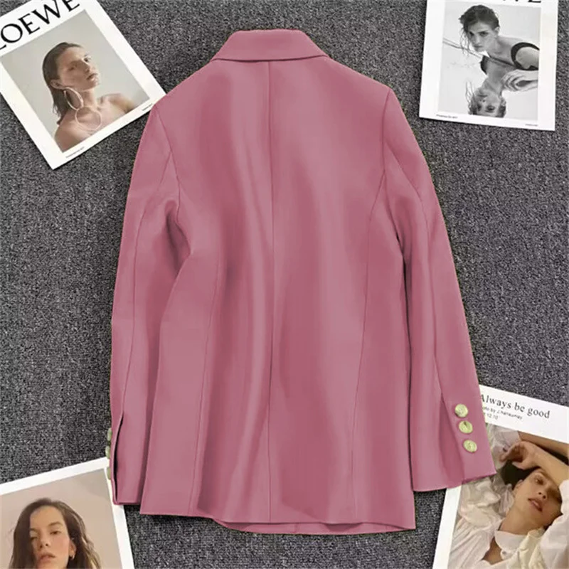 Woherb Woherb Spring And Autumn New Pink Suit Jacket Female A Button Casual Temperament Small Spring Suit Tide-Outfit Ideas