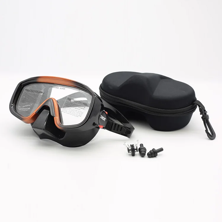 Professional diving face mirror large frame tempered glass wet throat snorkeling set waterproof and anti fog deep diving goggles