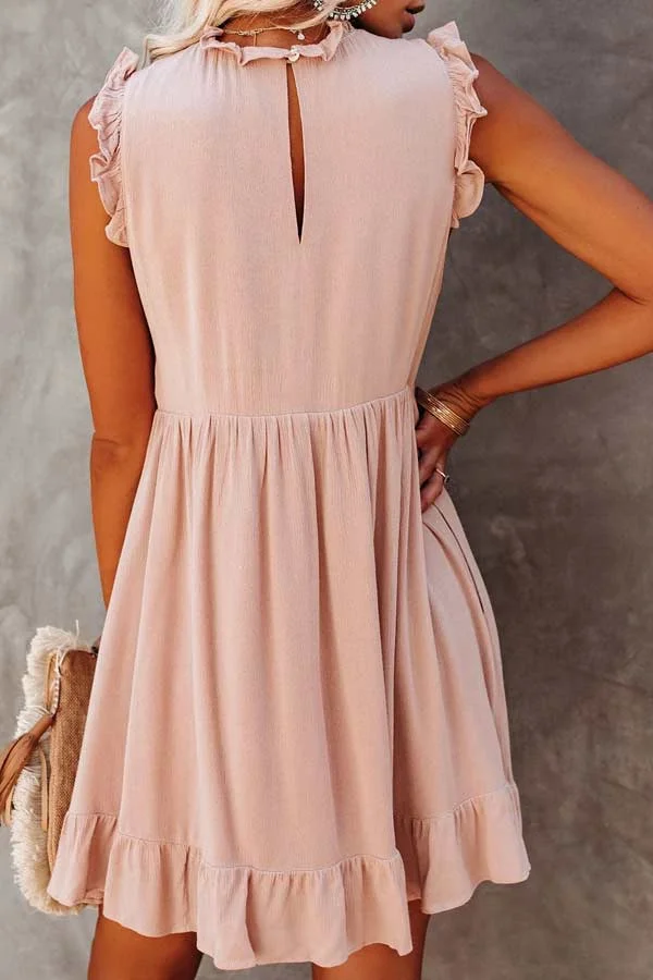 Lovely Sleeveless Ruffled Mini Dress