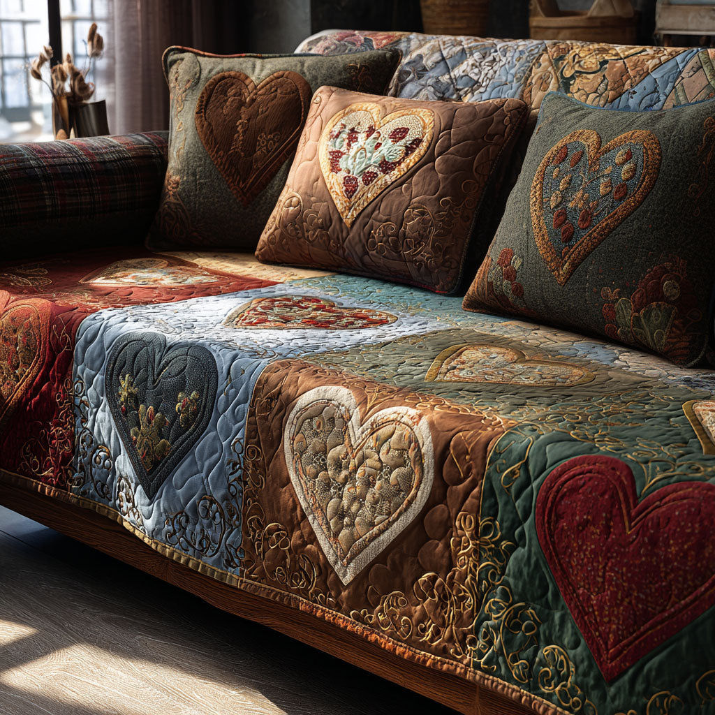 Country Love Bliss Quilted Sofa Cover NCU0PT10882 everthome