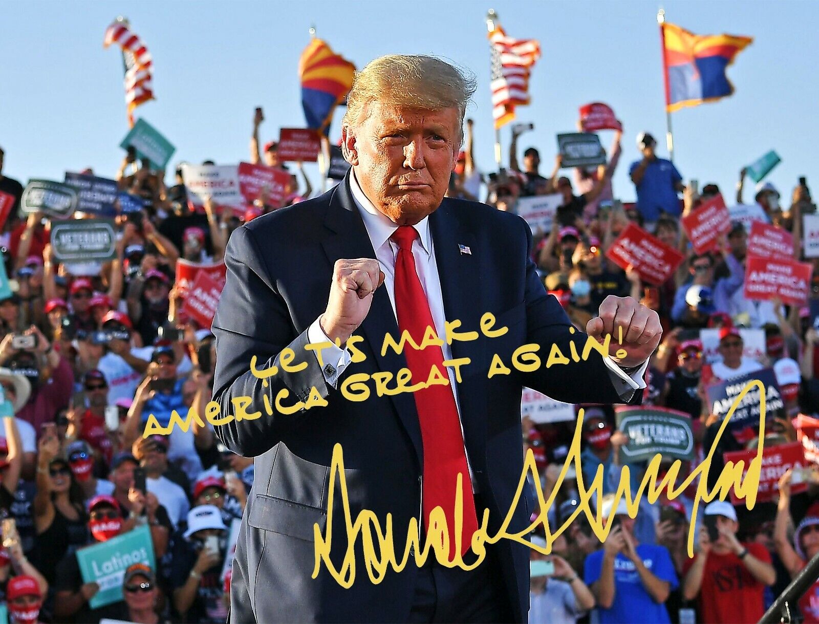 PRESIDENT DONALD TRUMP DANCING YMCA RALLY WHITE HOUSE SIGNED 8X11 Photo Poster painting REPRINT