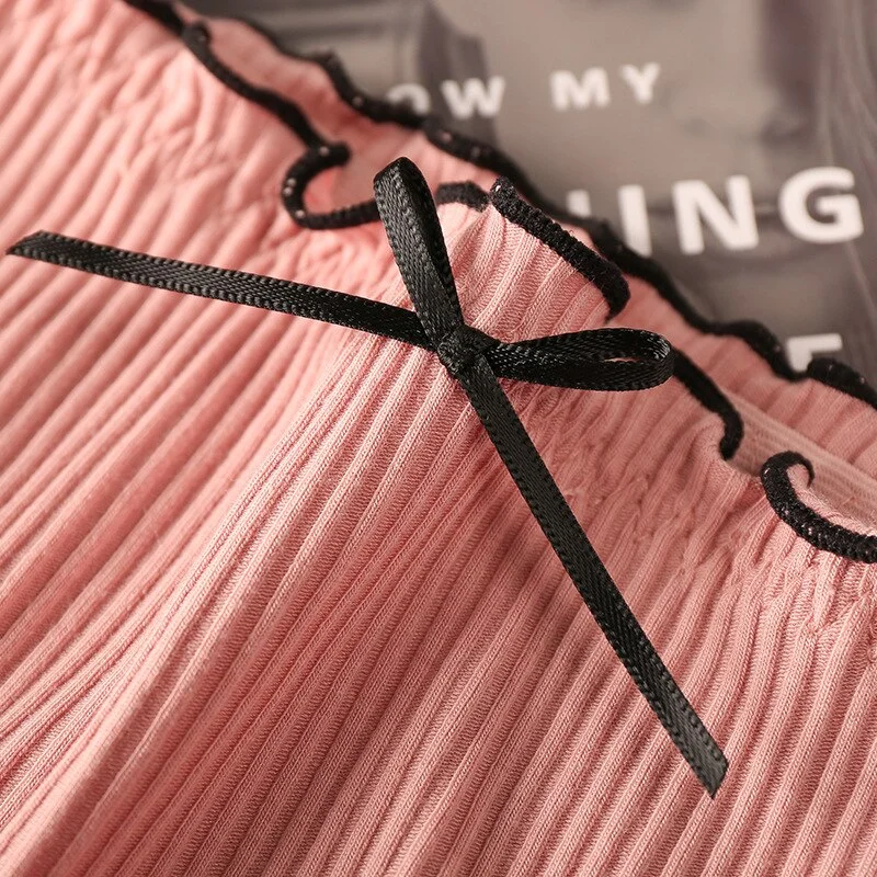 Billionm Japan Style Briefs Sexy Comfort Cotton Mid Waist Women Panties Lovely Bow Stripe Lingerie Solid Health Sleep Underwear