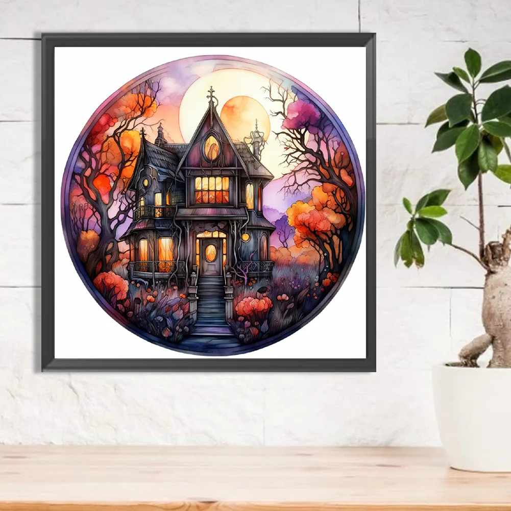 Full Round Diamond Painting 30*30cm - Horror Atmosphere House