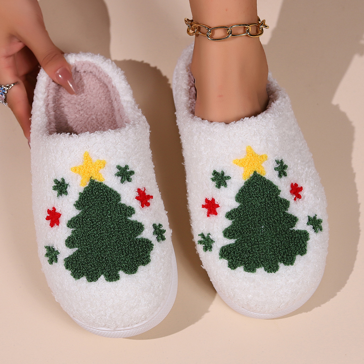 Unisex Christmas Home Warm Cotton Slippers