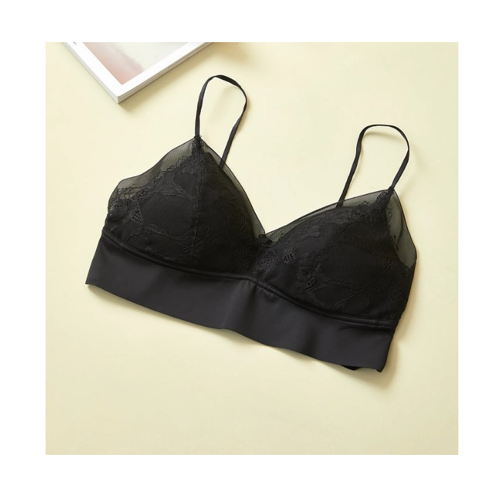 Soutien-gorge en soie avec anneau en acier doux et dentelle sans couture pour femme- SOIE PLUS