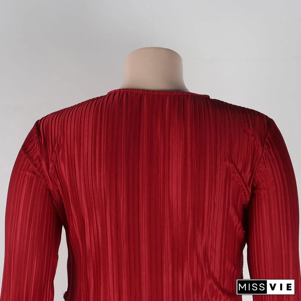 Pleated Loose Blouse Crop Top Wide Leg Pants Outfits