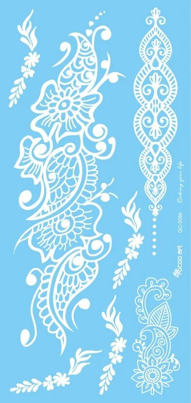 1piece white black henna tattoo Sexy Lace Stocking Arabic Indian rose butterfly Bow flash wedding art paint on hand arm leg