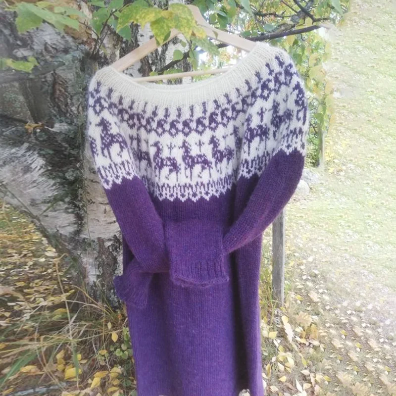 Vintage Icelandic Horse Knit Jacquard Warmth Crew Neck Sweater（Unisex）