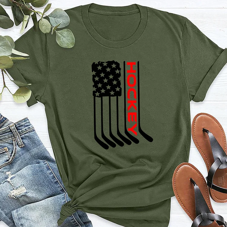 Patriotic Hockey US Flag T-shirt Tee-03966-Annaletters