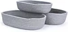 3er Set Aufbewahrungskorb, Baumwollseilkorb Geflochten, Nat&uuml;rlich und Sicher f&uuml;r Babys und Kinder, Geeignet f&uuml;r Schlaf- und Wohnzimmer/Schr&auml;nken/Regalen oder als Wickeltisch Organizer(Grau)