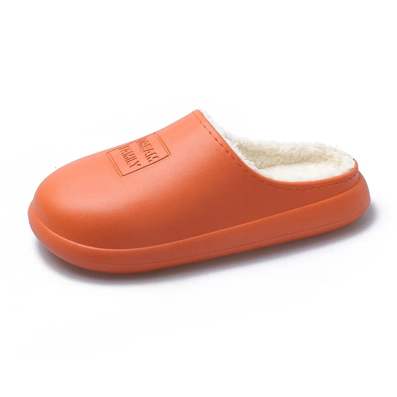 Women Winter Warm Waterproof Non-Slip Home Slippers Indoor Cotton Non-Slips Ladies Soft Slippers Memory Foam Couples Shoes