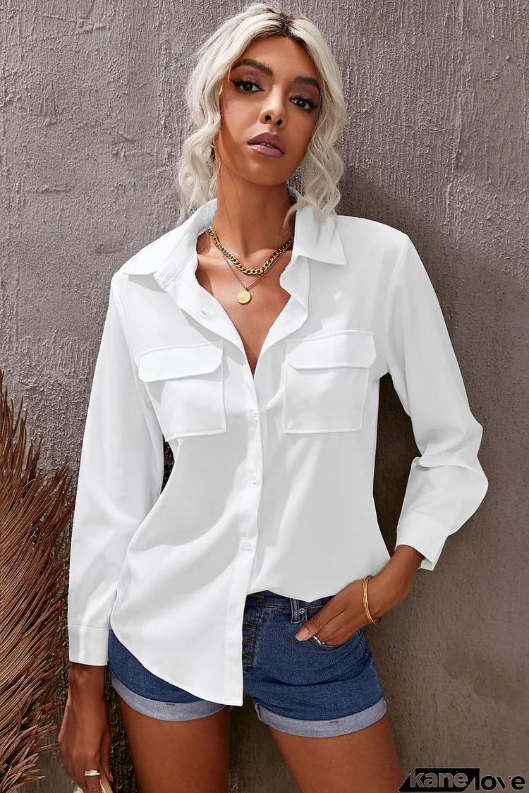 Turn-down Collar Pocketed Button Shirt