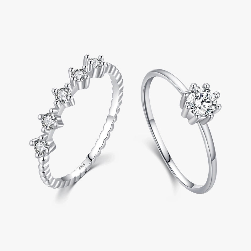 925 Sterling Silver Zircon Rings Round