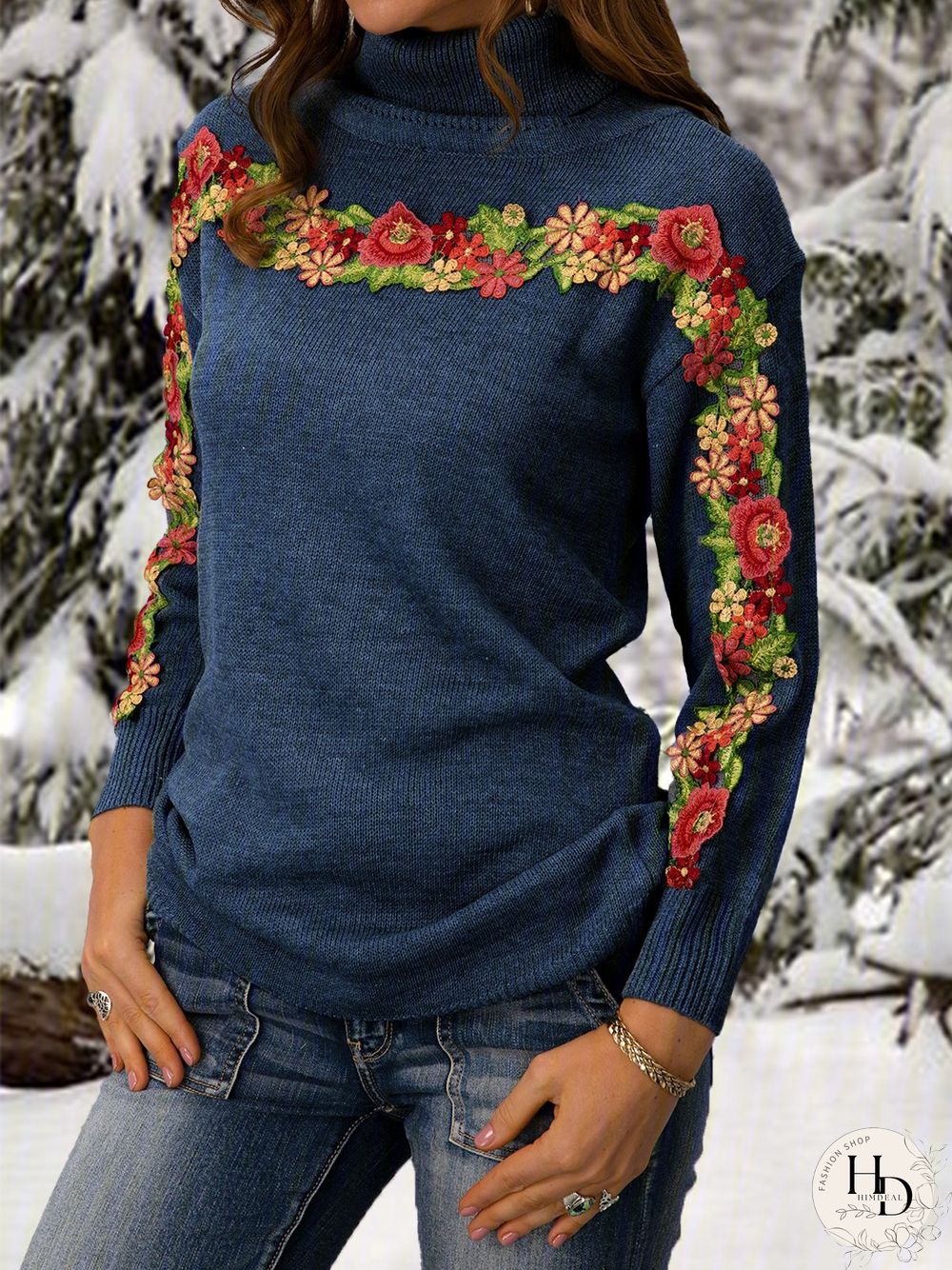 Casual Long Sleeve Plus Size Turtleneck Sweater