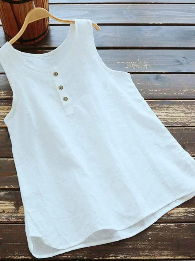 Women's Solid Round Neck Tank Top Shirt