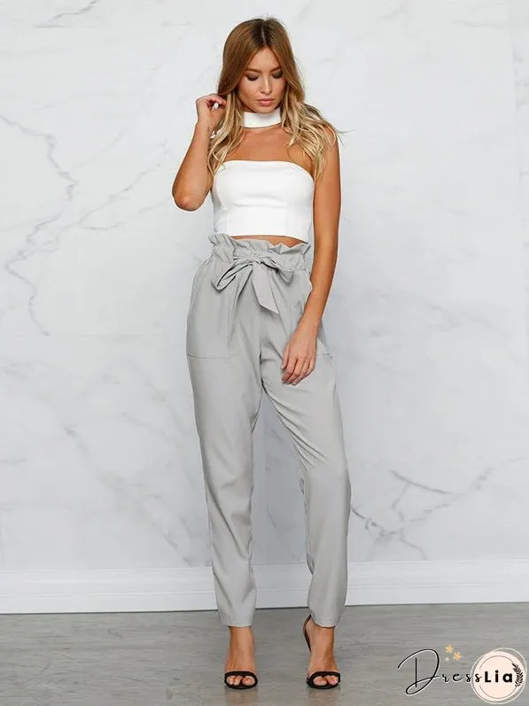 All-match Waistband Cropped Trousers