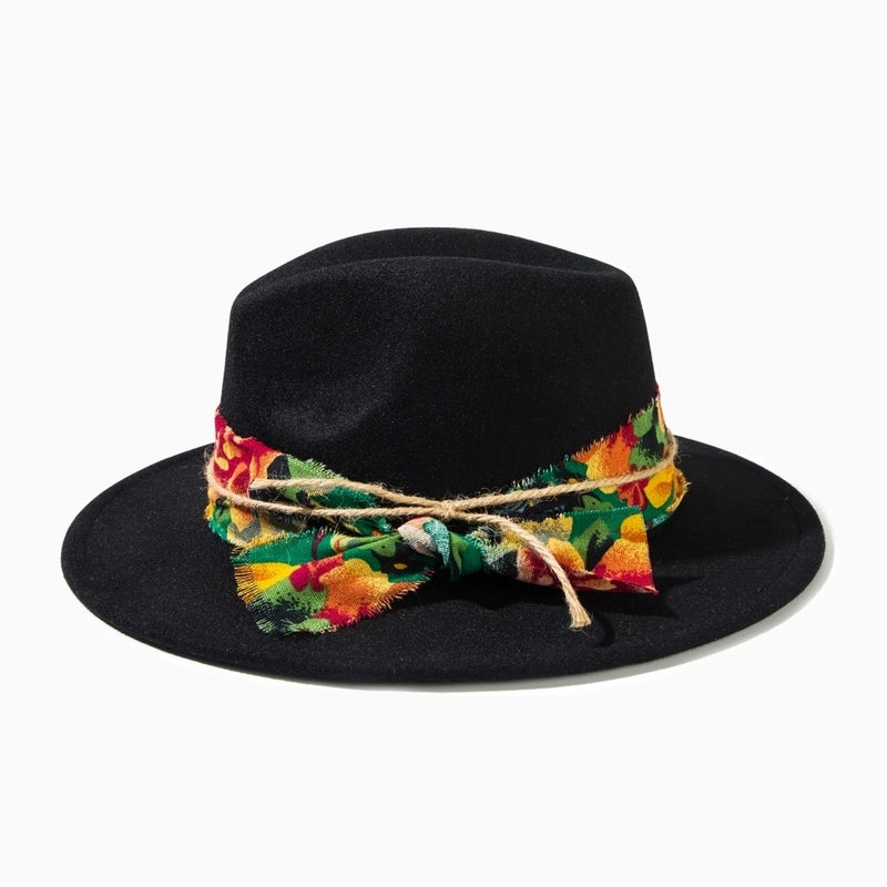 Unisex Casual Elegant Solid Color Flat Eaves Fedora Hat