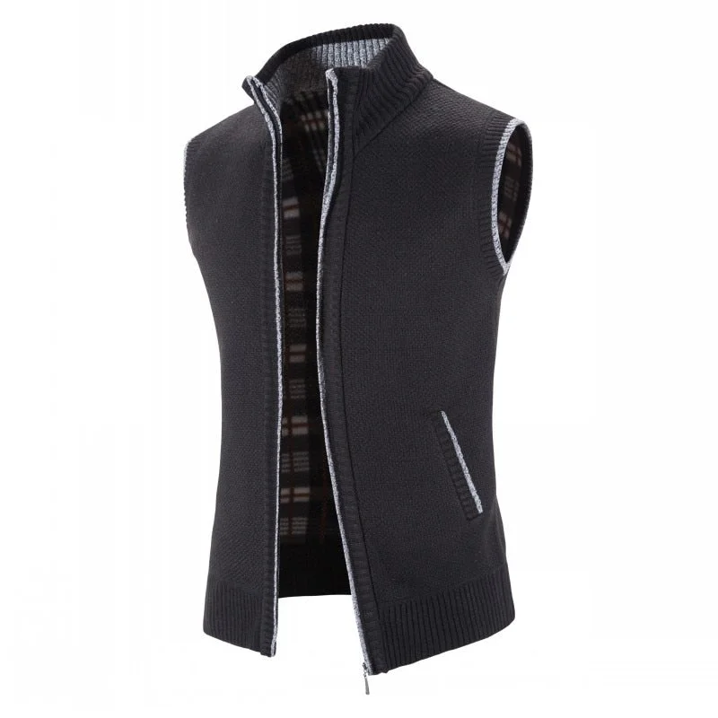Inongge Autumn Winter Sweater Vest Men Thick Warm Sleeveless Cardigan Coat Knitted Vest Outerwear Zipper Sleevel Sweater Jacket Men Vest