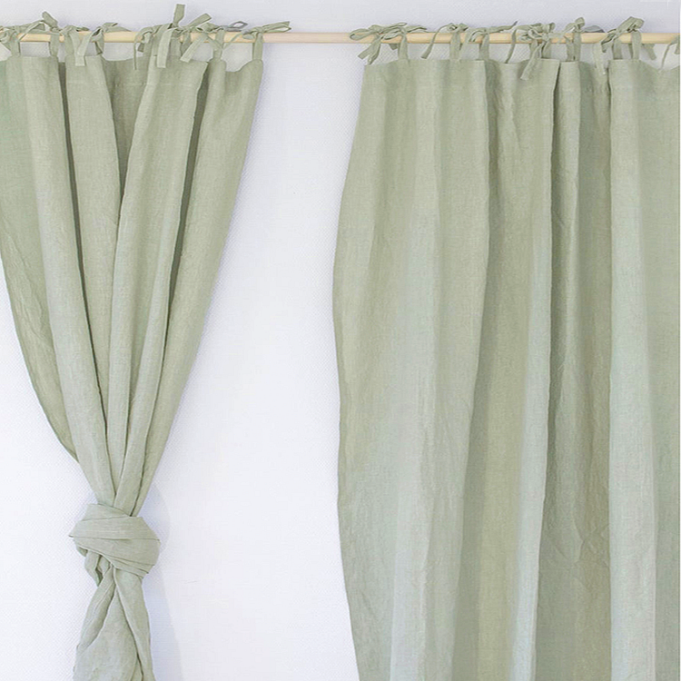 1panel | Indoor Tie-Top Linen Curtains-ChouChouHome