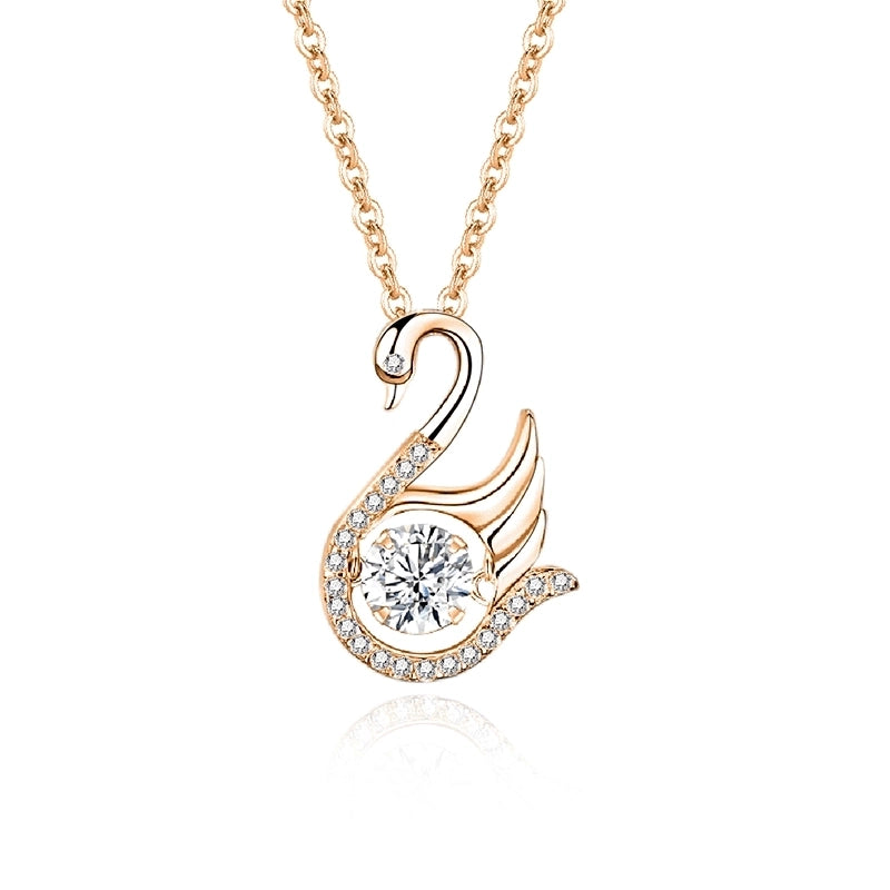 925 Sterling Silver Moissanite Zircon Inlay Swan Pendant Necklace