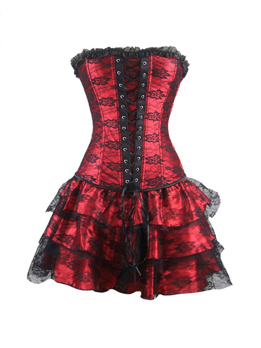 Halloween Costume Sexy Gothic Lace Steampunk Corset Dress