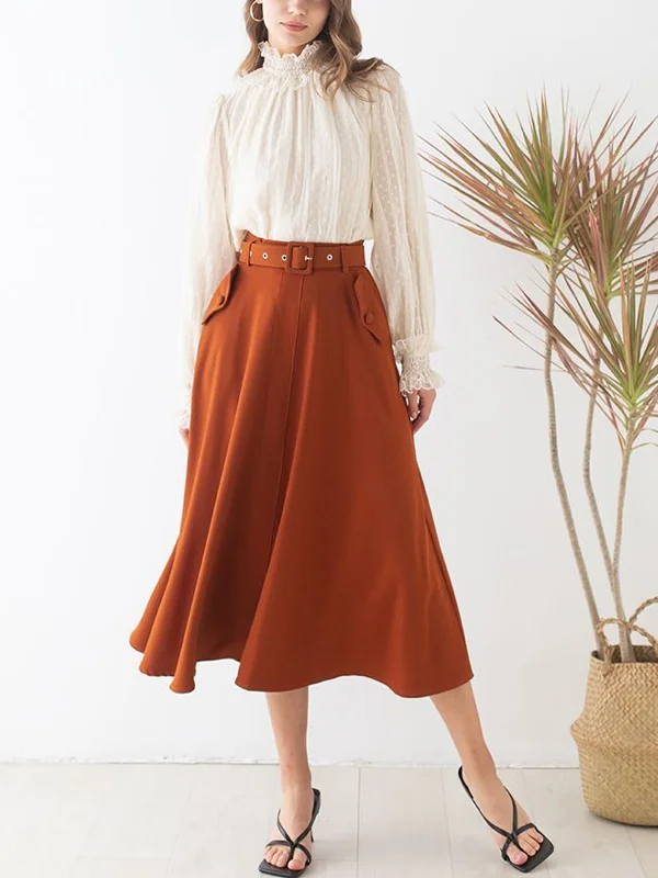 Long sleeve top solid color skirt suit