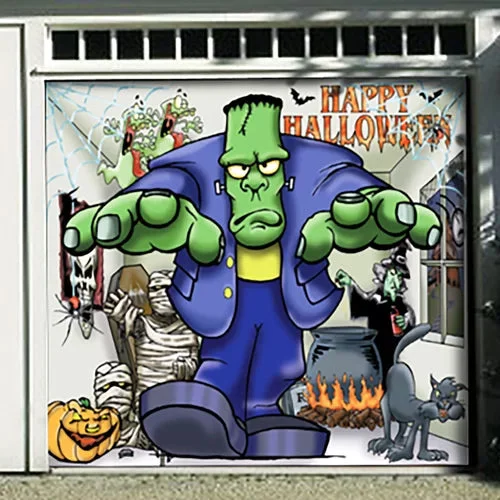7' x 8'  Frankenstein In Room Garage Door Mural(This style has a US warehouse and can be delivered in 3-5 days）