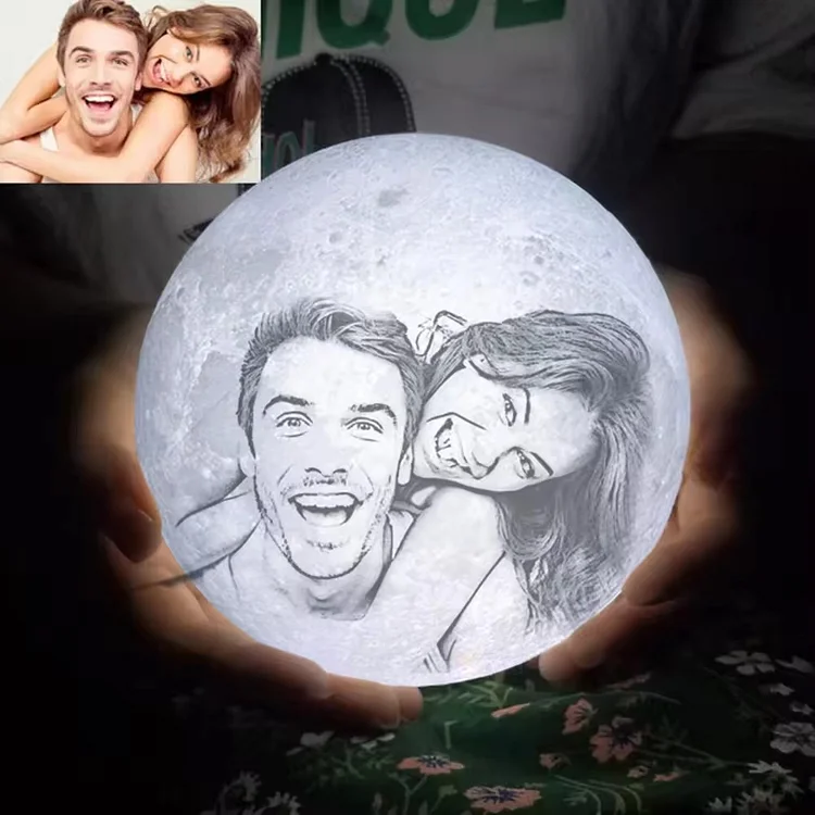 Custom Photo 3D Printed Touch/Remote Control LED Moon Lamps