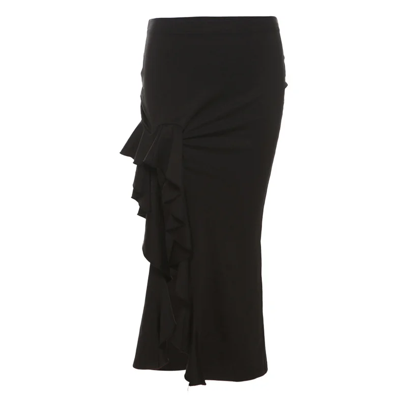 Toloer Toloer Spring / Summer Women's New Fashion Sexy High Waist Slim Solid Color Irregular Skirt Woman-Outfit Ideas