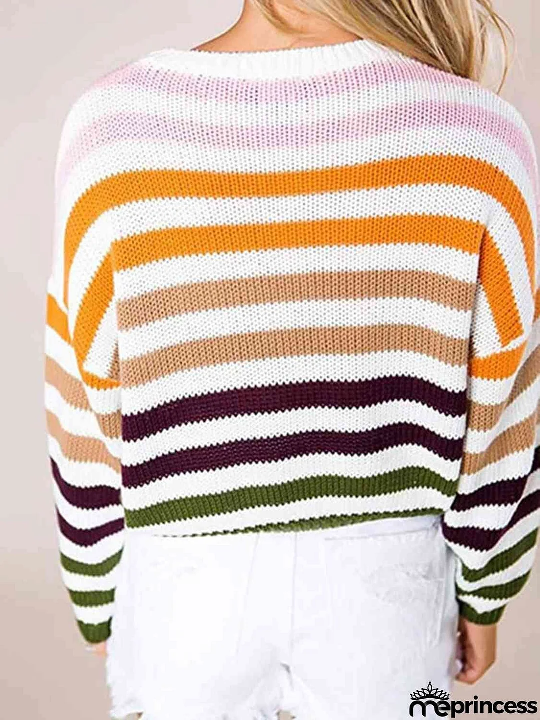 Striped Round Neck Knit Top