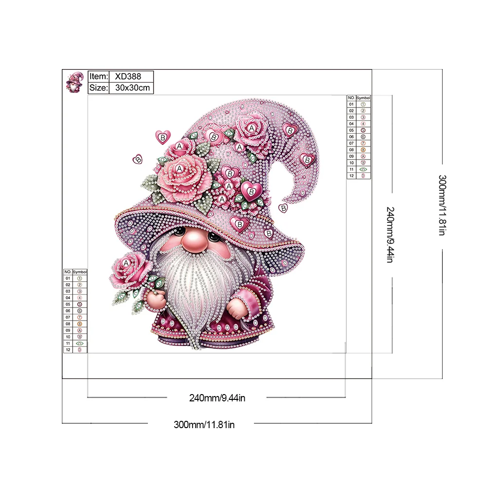 Diamond Painting - Partial Special Shaped Drill - Valentines Day Gnome(Canvas|30*30cm)