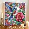 Framed Diamond Painting - Special Shaped - Rose Flowers and Hummingbird(25x25cm)