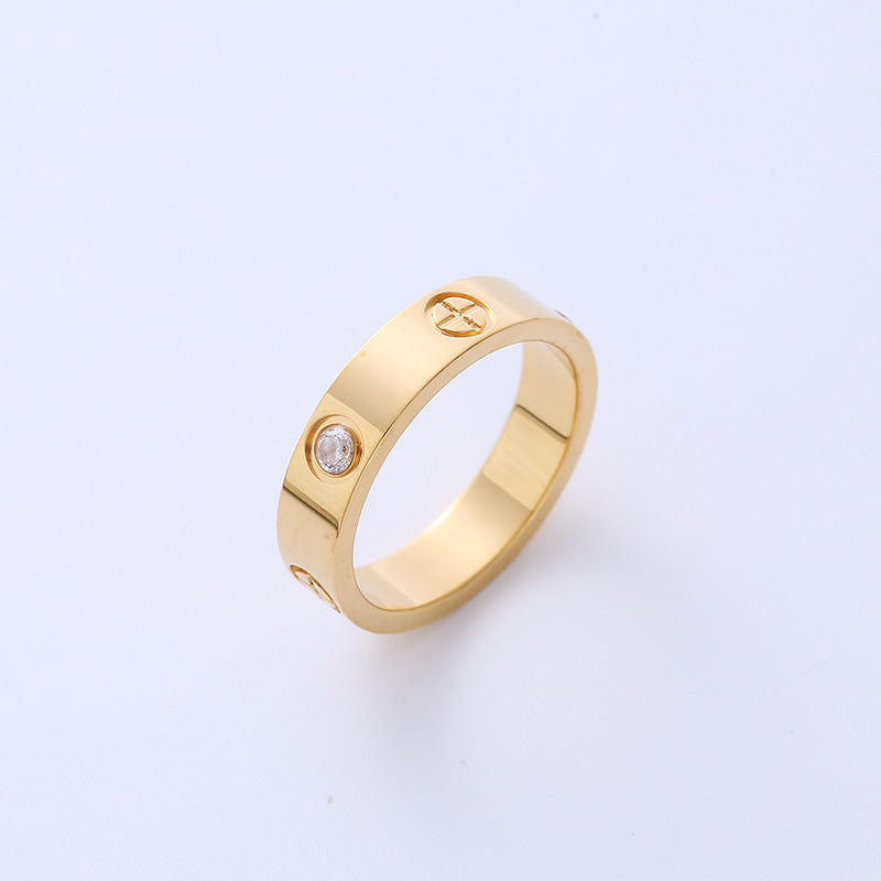 Exotic Women Metal Diamond Fruit Titanium Steel Gold Plating Rings