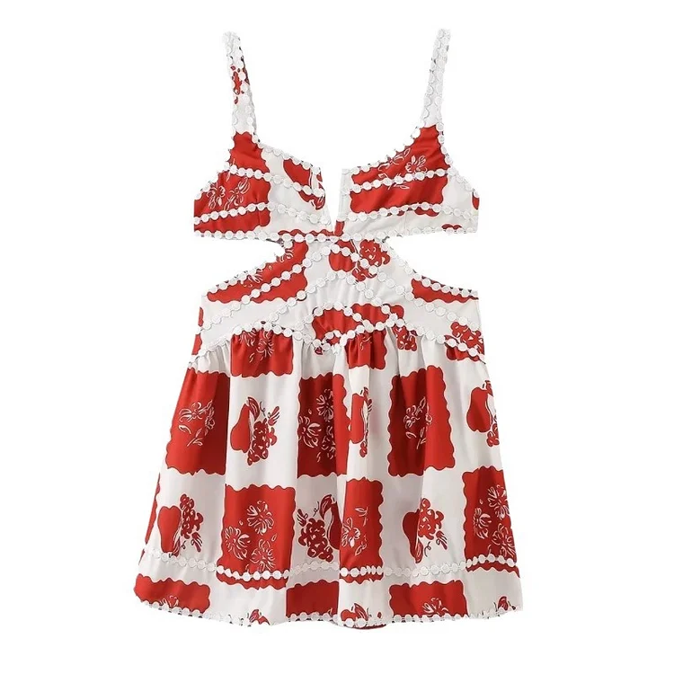 Vacation Escape: Floral A-Line Cut-out Mini Dress