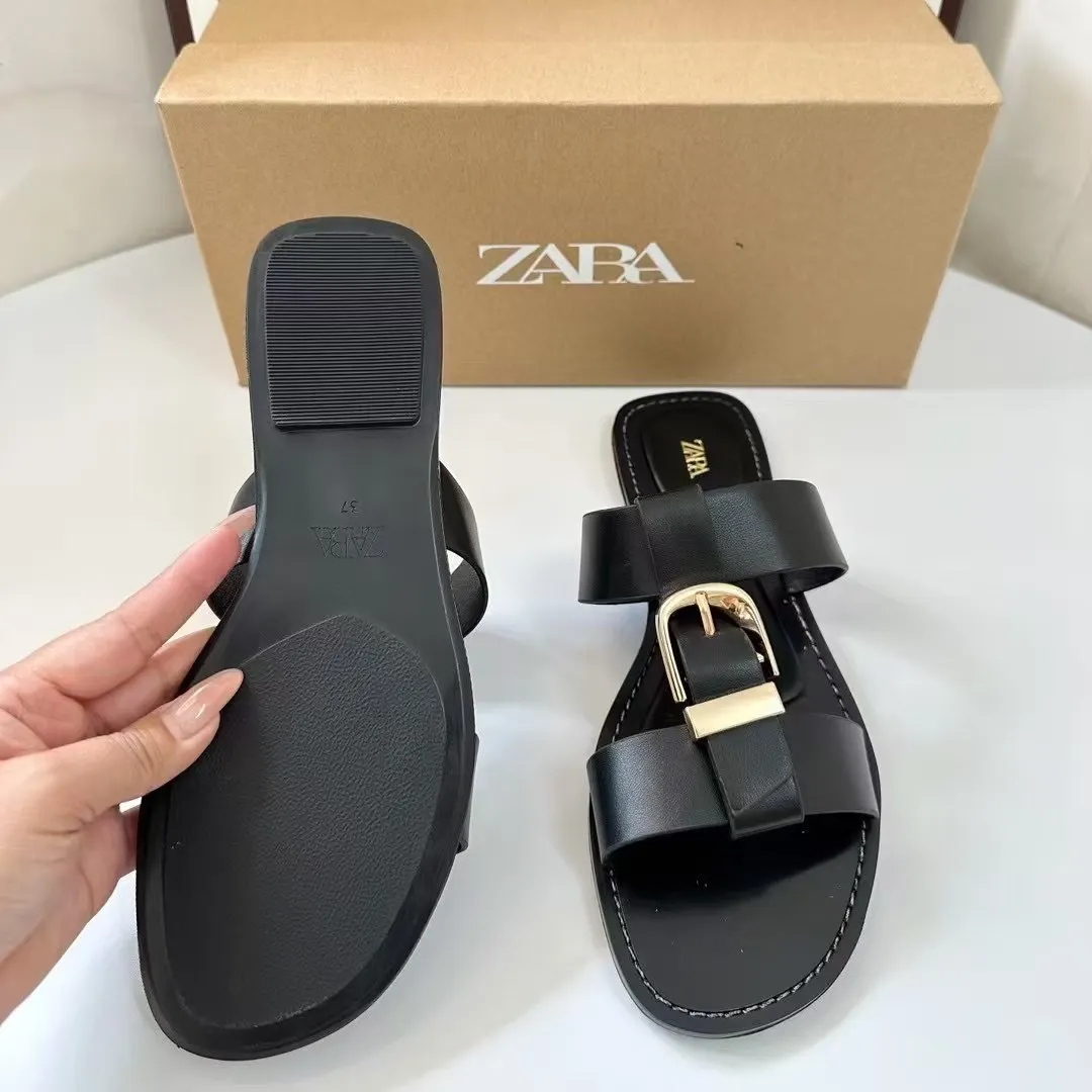 Breakj Breakj New Beach Flat Shoes Comfortable Fashion Large Size Square Buckle Spring Comfortable